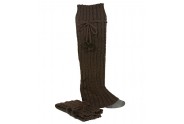 Socks/ Leg Warmers - Knitted Leg Warmers w/ Drawstring Pompom - Brown - SK-F1005BN